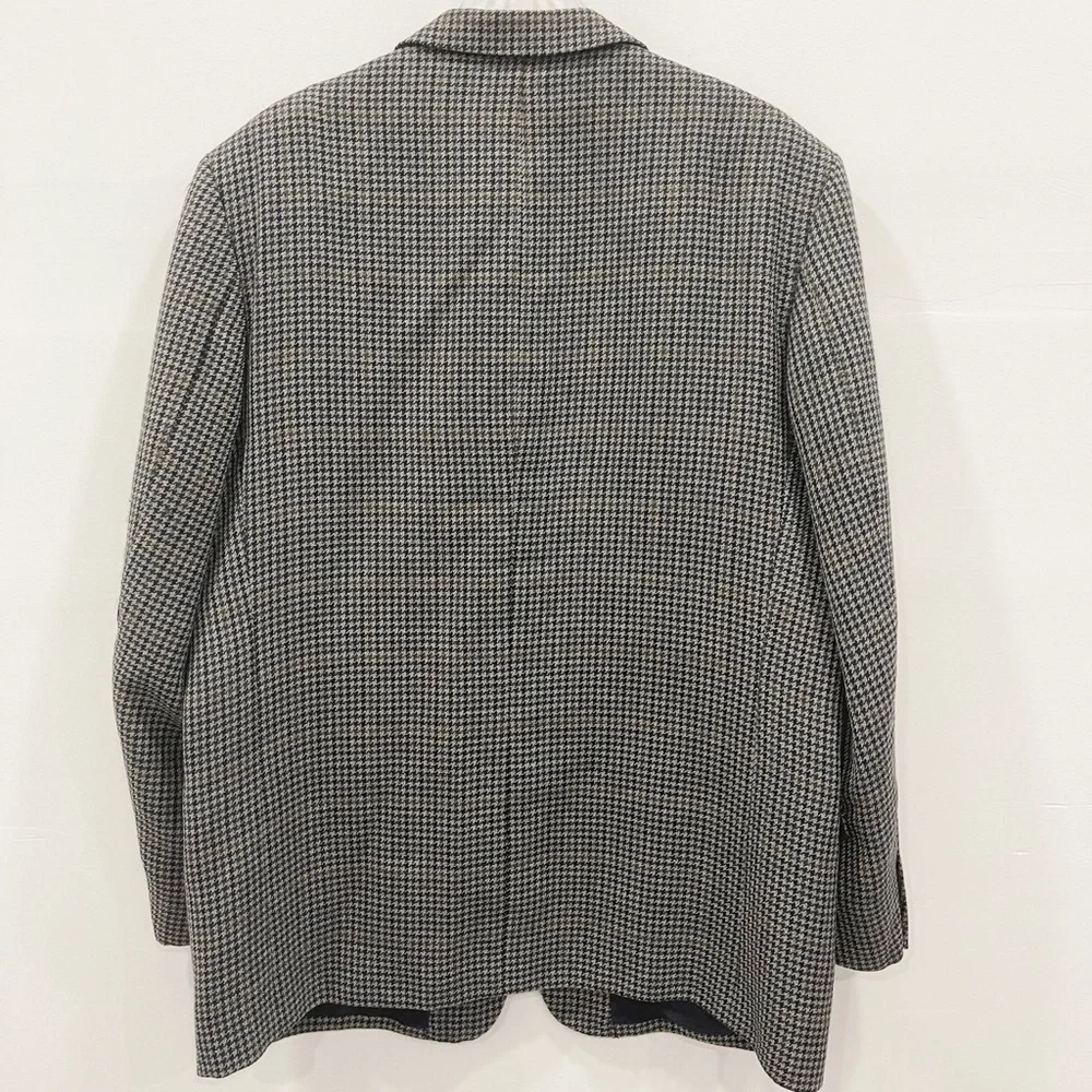 Pierre Balmain Wool Single Breasted Houndstooth Blazer Jacket 46 Long